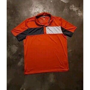CBUK by Cutter & Buck Performance Golf Polo Men's L Orange Gray Short Sleeve